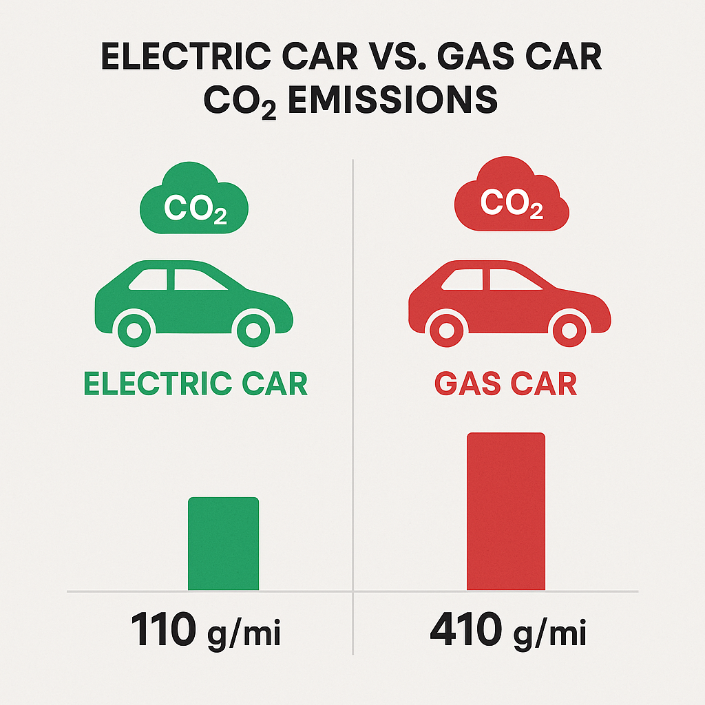 Comparaison des émissions CO2 : 73% moins avec l'électrique