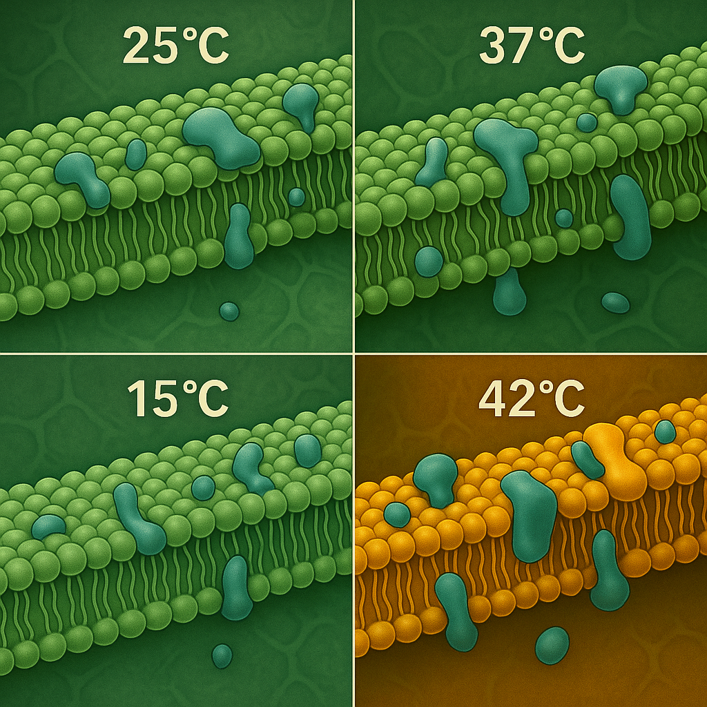 Termorregulação : Estrutura das membranas celulares vegetais em diferentes temperaturas