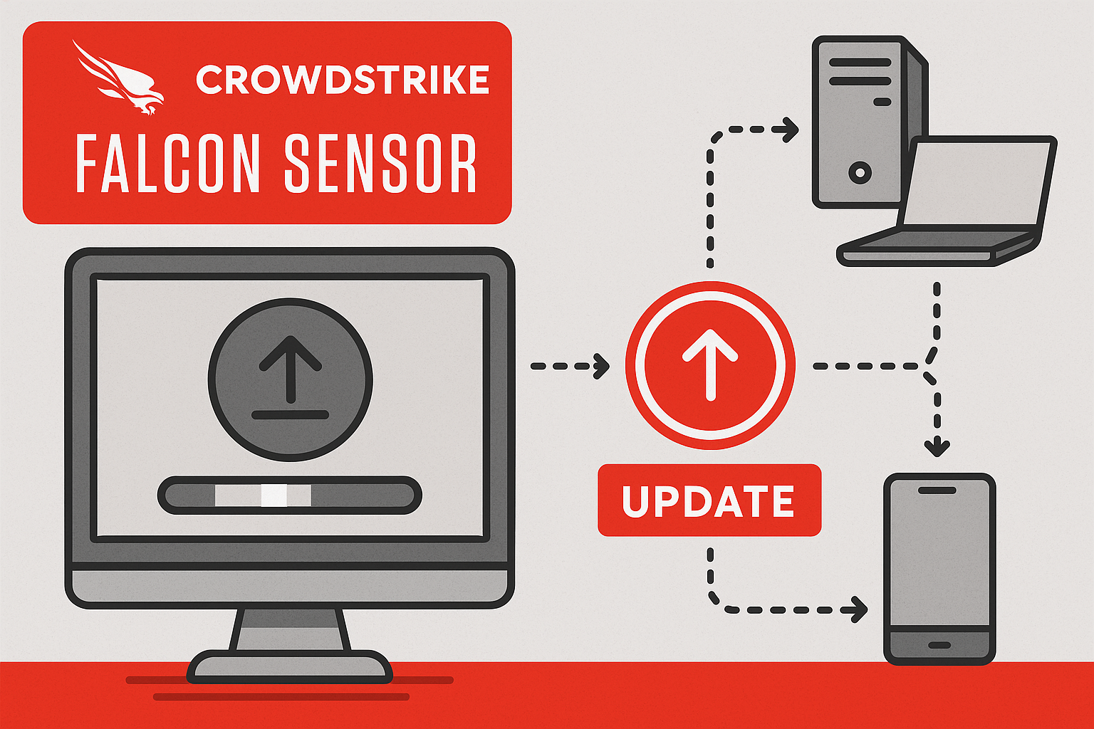 Graphic depiction of CrowdStrike Falcon sensor updating