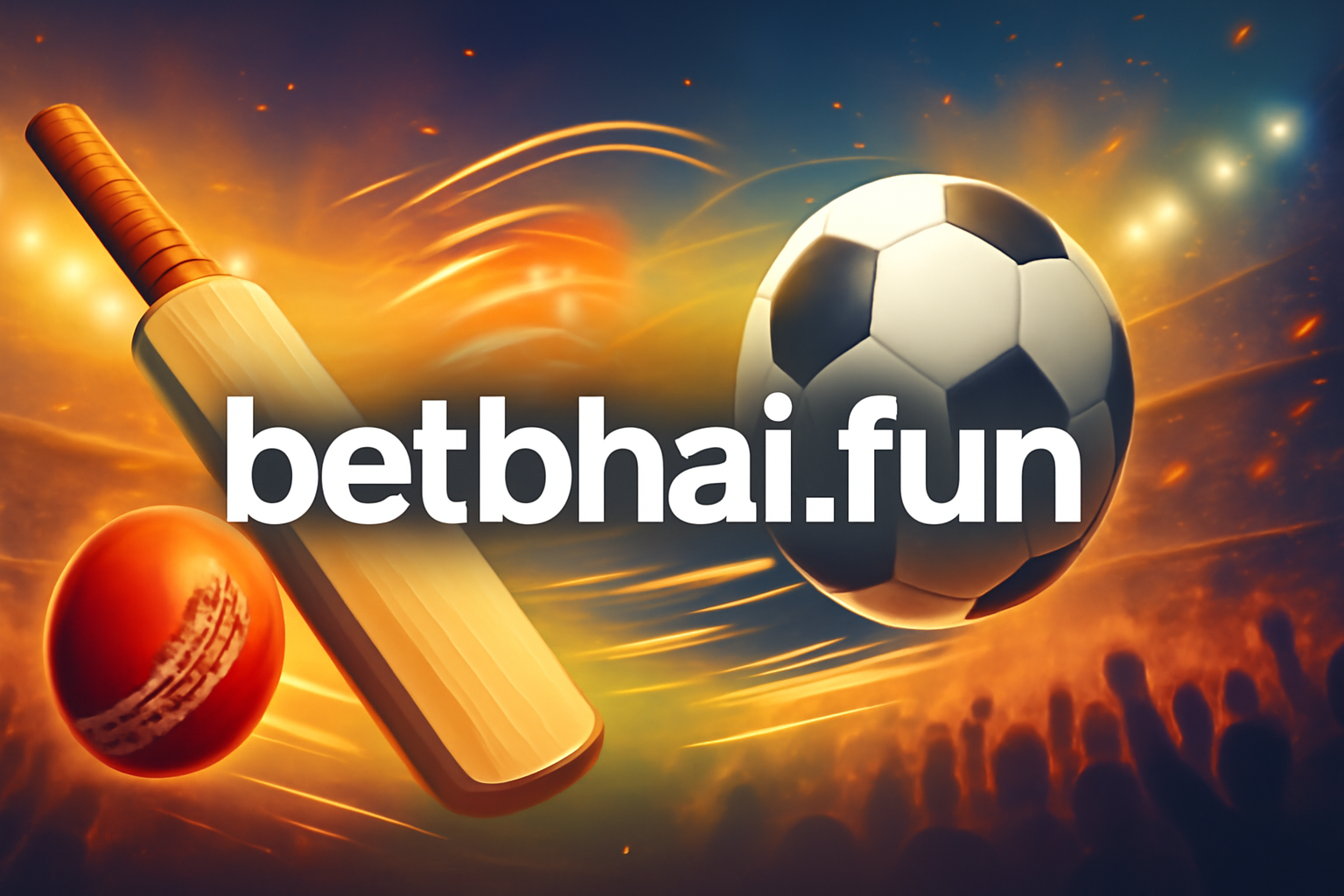 Original professional sports banner for betbhai.fun with sports equipment and community background