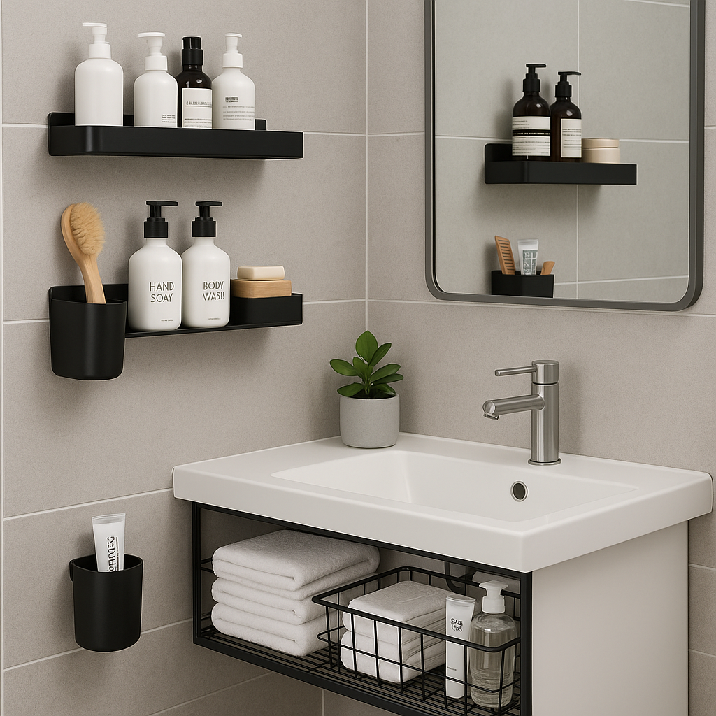 Accesorios organizadores para baño funcional