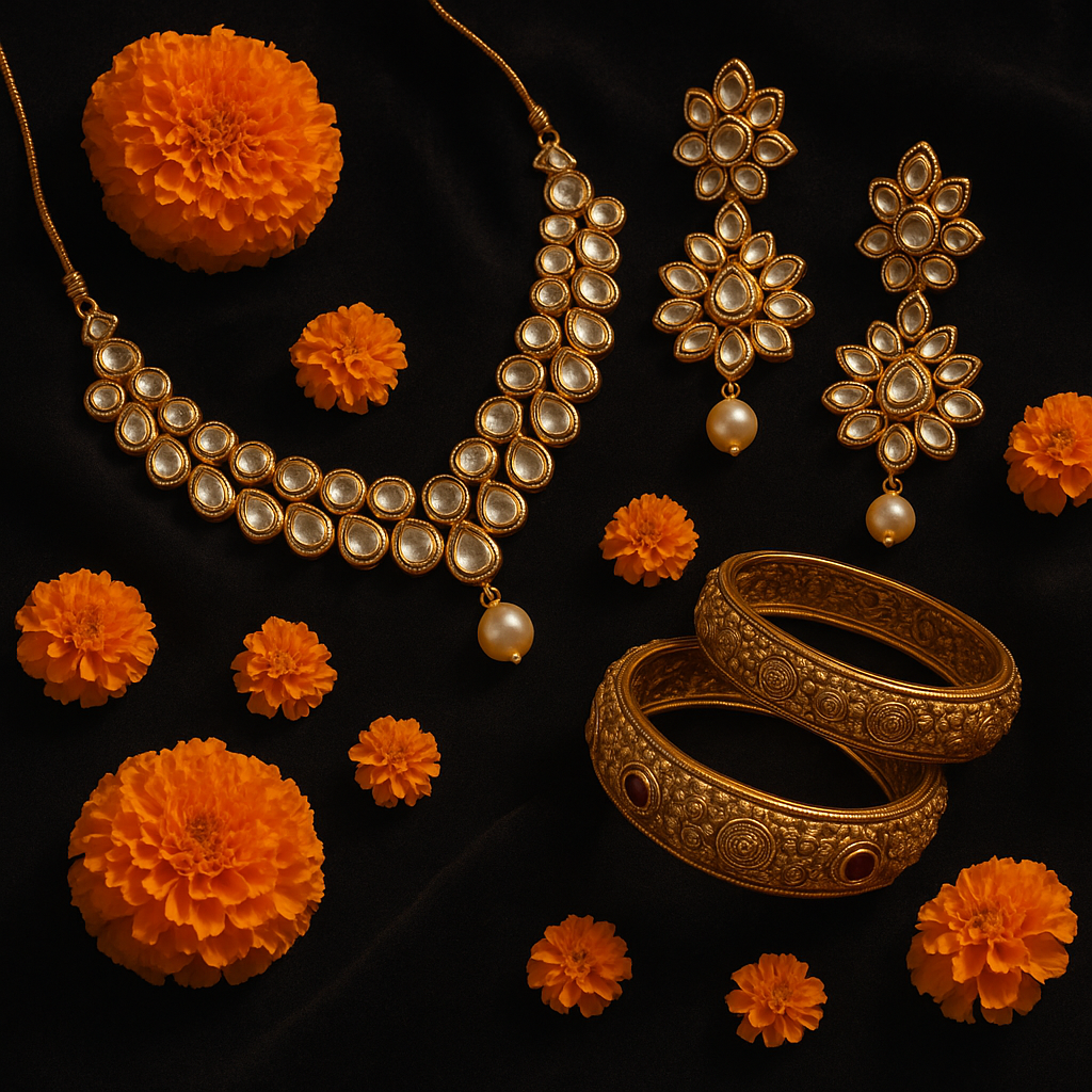 Hero image showing elegant festival jewelry collection with traditional Indian pieces