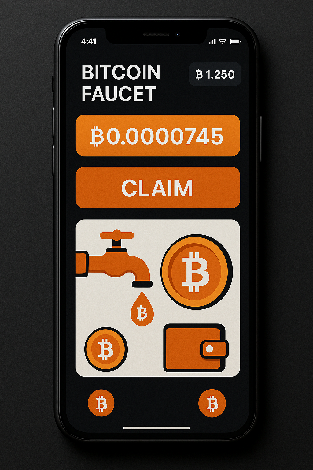 How to Mine Bitcoins for Free | A Beginner's Guide 2025 4 Mobile bitcoin faucet application displaying earning interface and reward claiming options