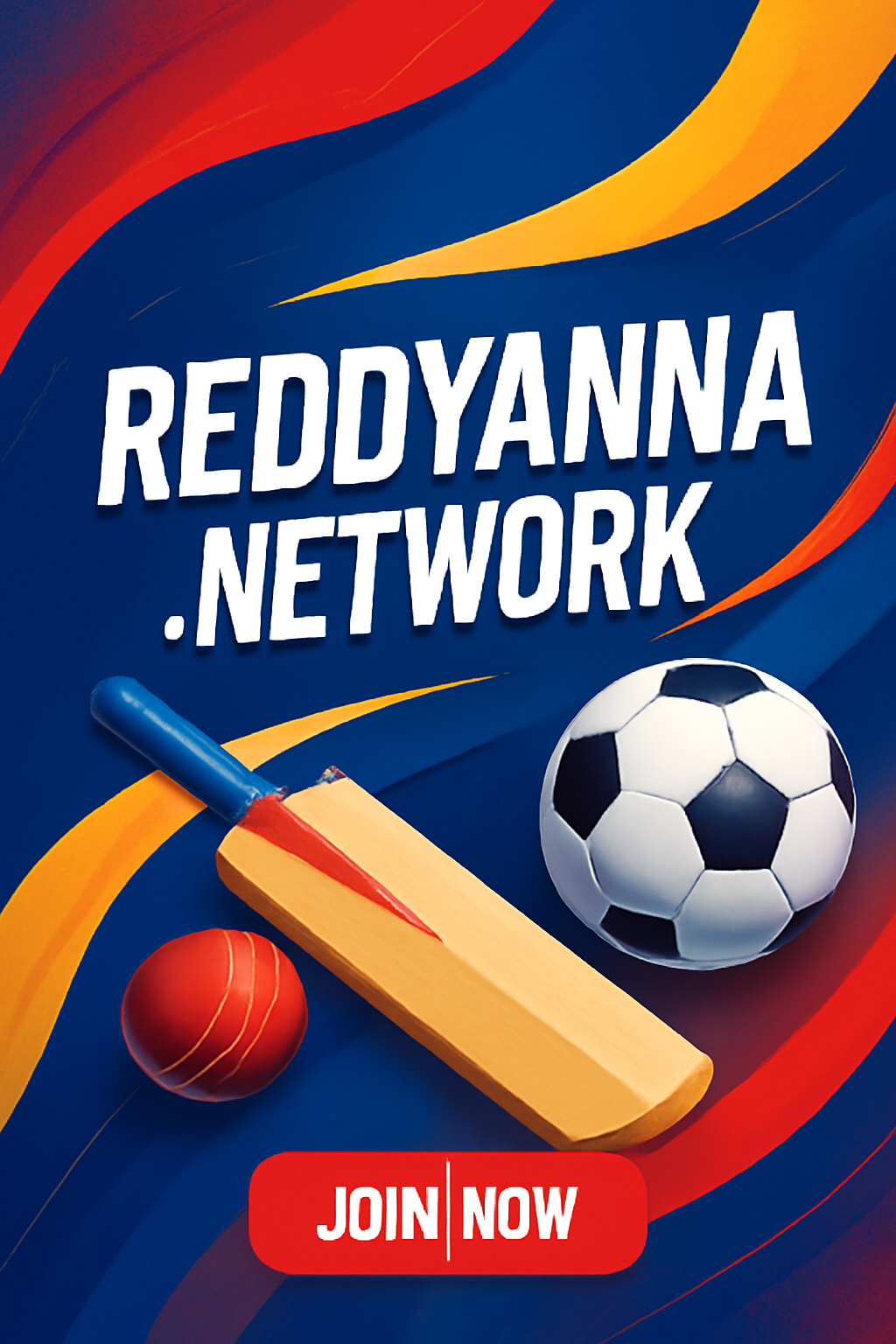Professional sports ad poster for reddyanna.network with sports elements without betting words