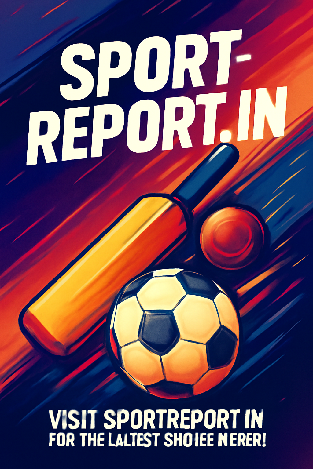 Professional sports ad poster for sportreport.in with sports elements without betting words