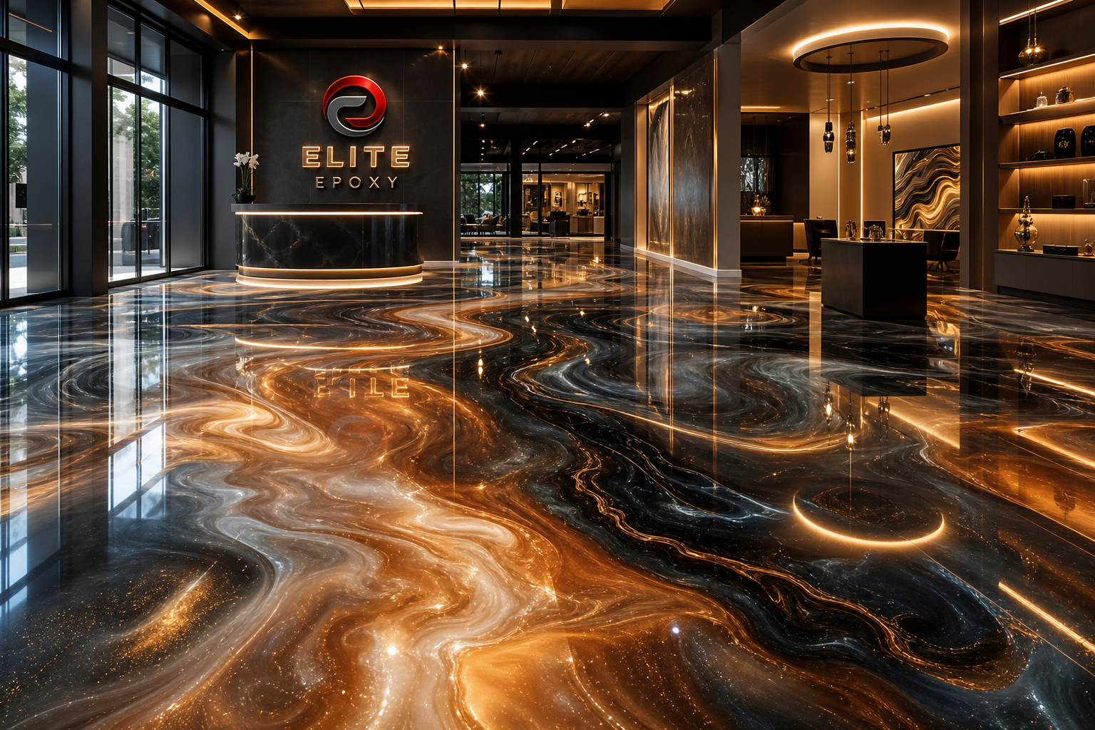 Luxury metallic designer epoxy floor