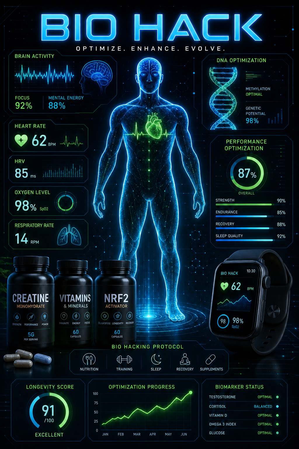 Biohacking visual dashboard