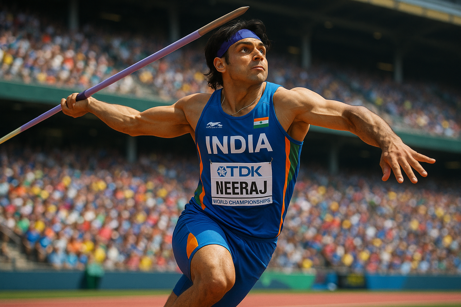 Rising Indian javelin star Sachin Yadav in competitive action