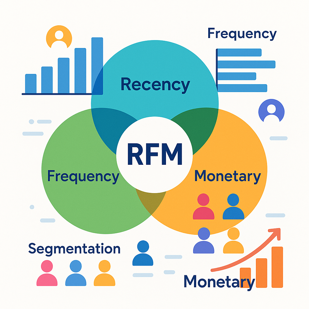 RFM Analysis concept illustration showing the three core components