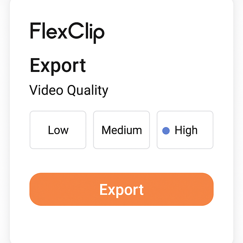 FlexClip video export settings with quality and format options