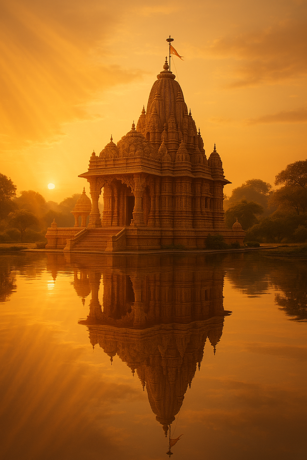 Divine temple with liquid glass aesthetic and sacred lighting