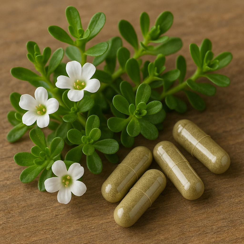 Bacopa monnieri plant and standardized extract supplements