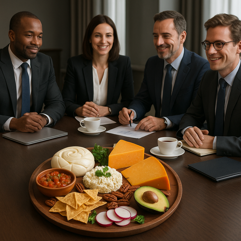 Tabla de queso en reunión ejecutiva