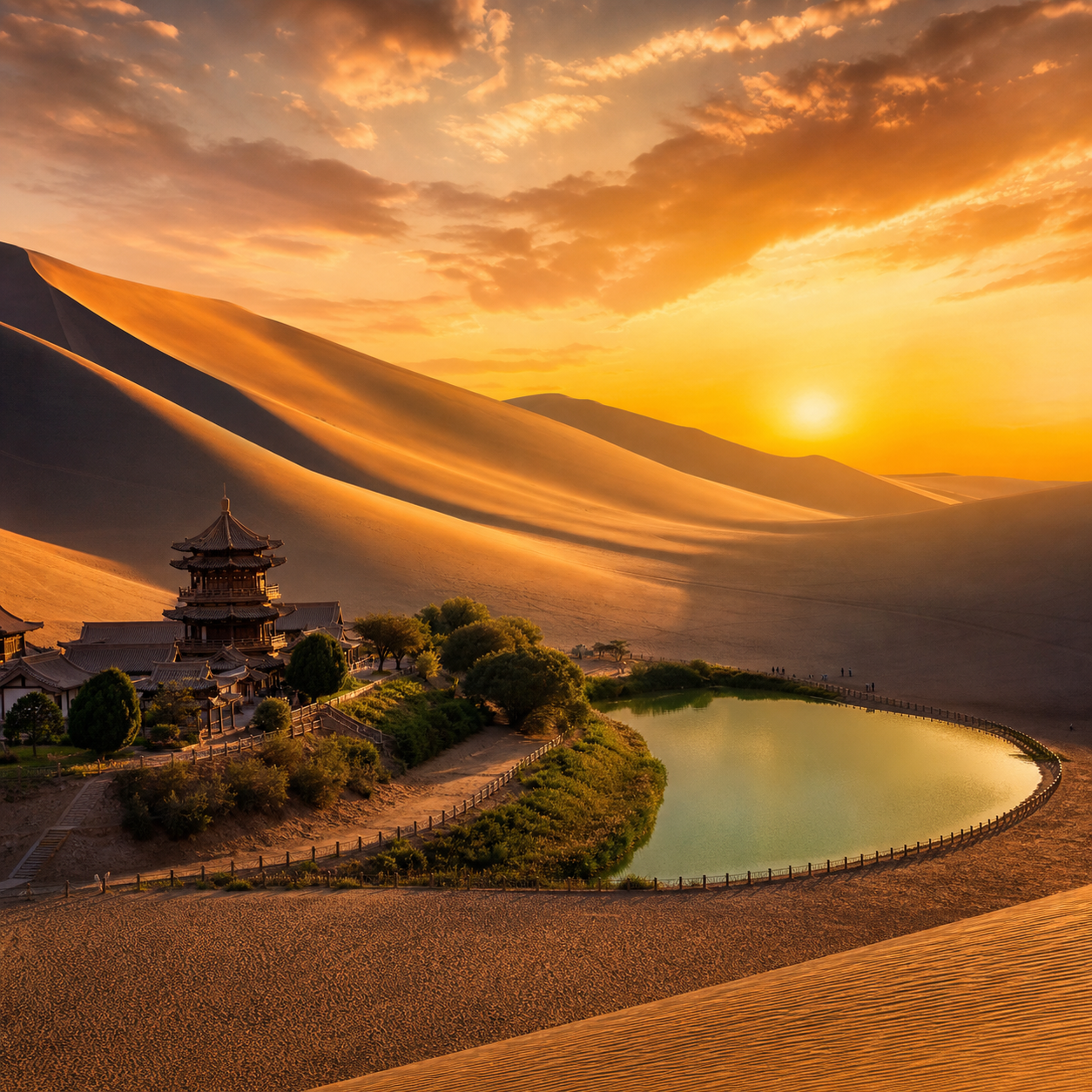 Lago della Mezzaluna nelle dune di Mingsha a Dunhuang