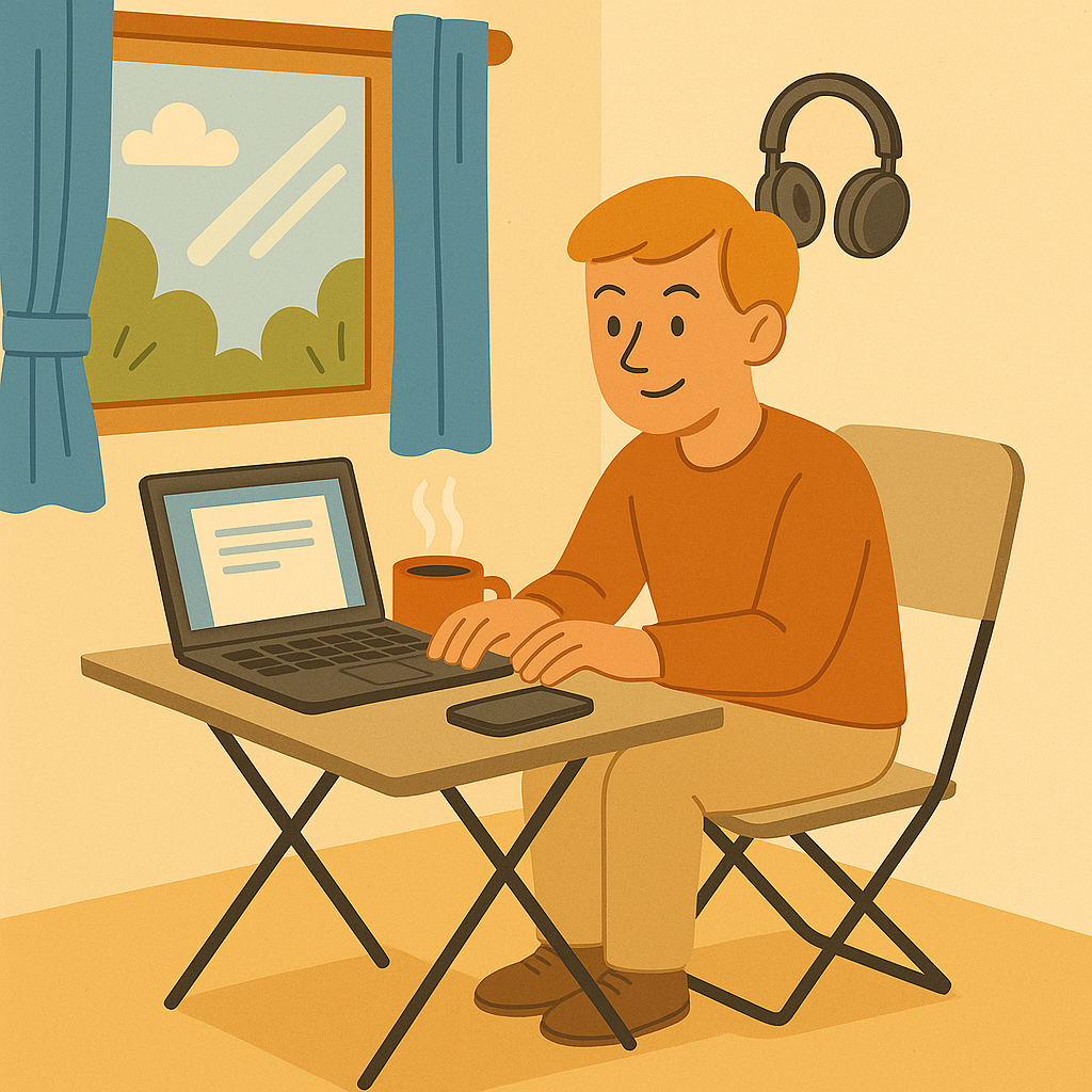 Content writer creating articles from home