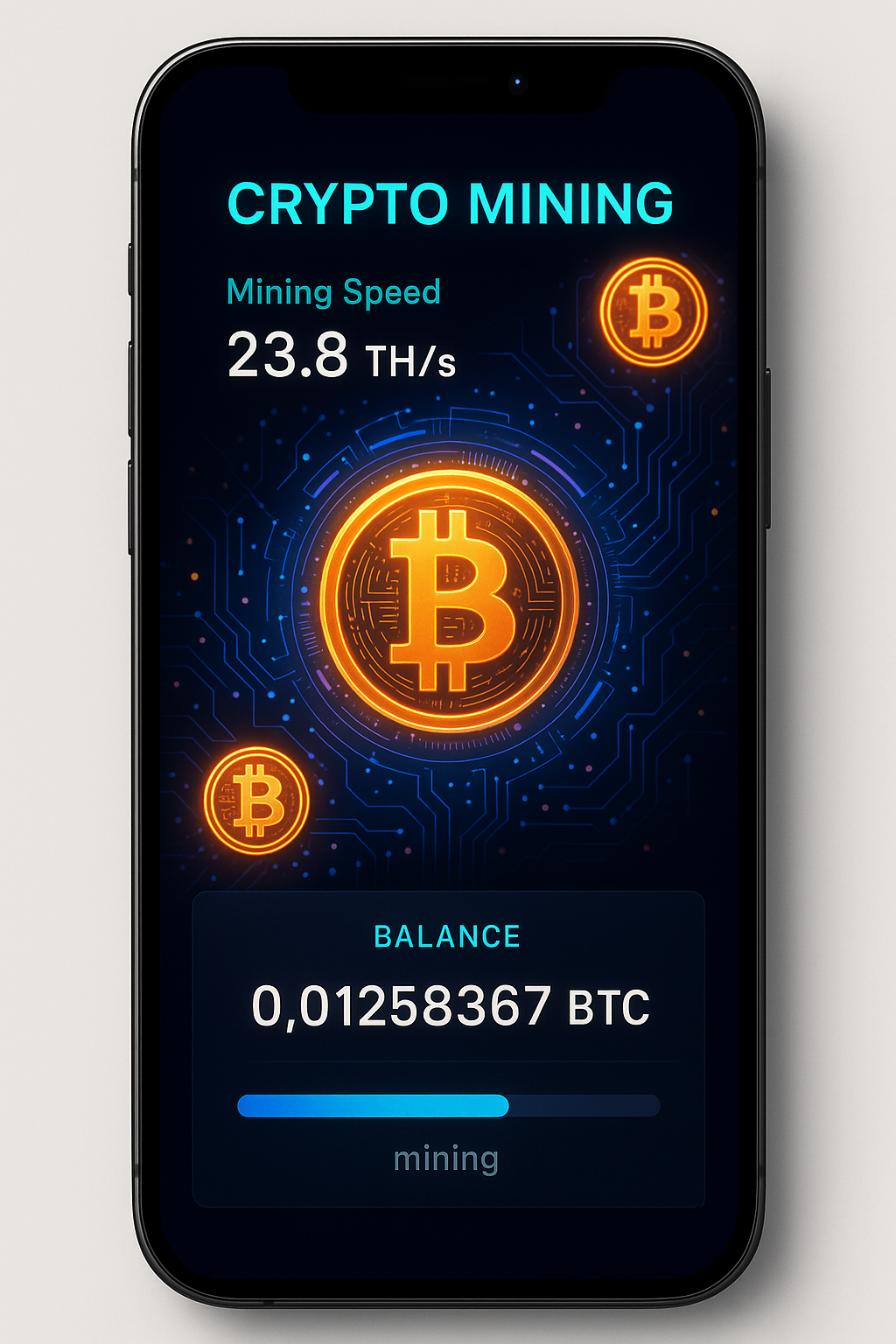 Crypto Mining from Phone | Safe & Easy Guide 2025 2 Mobile crypto mining app interface on smartphone