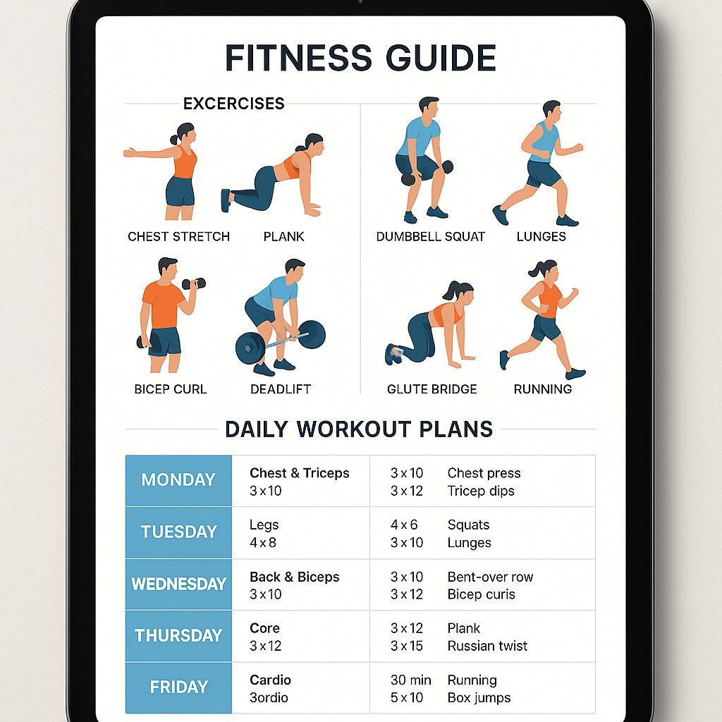 Complete 84-day fitness guide PDF with colorful exercise diagrams
