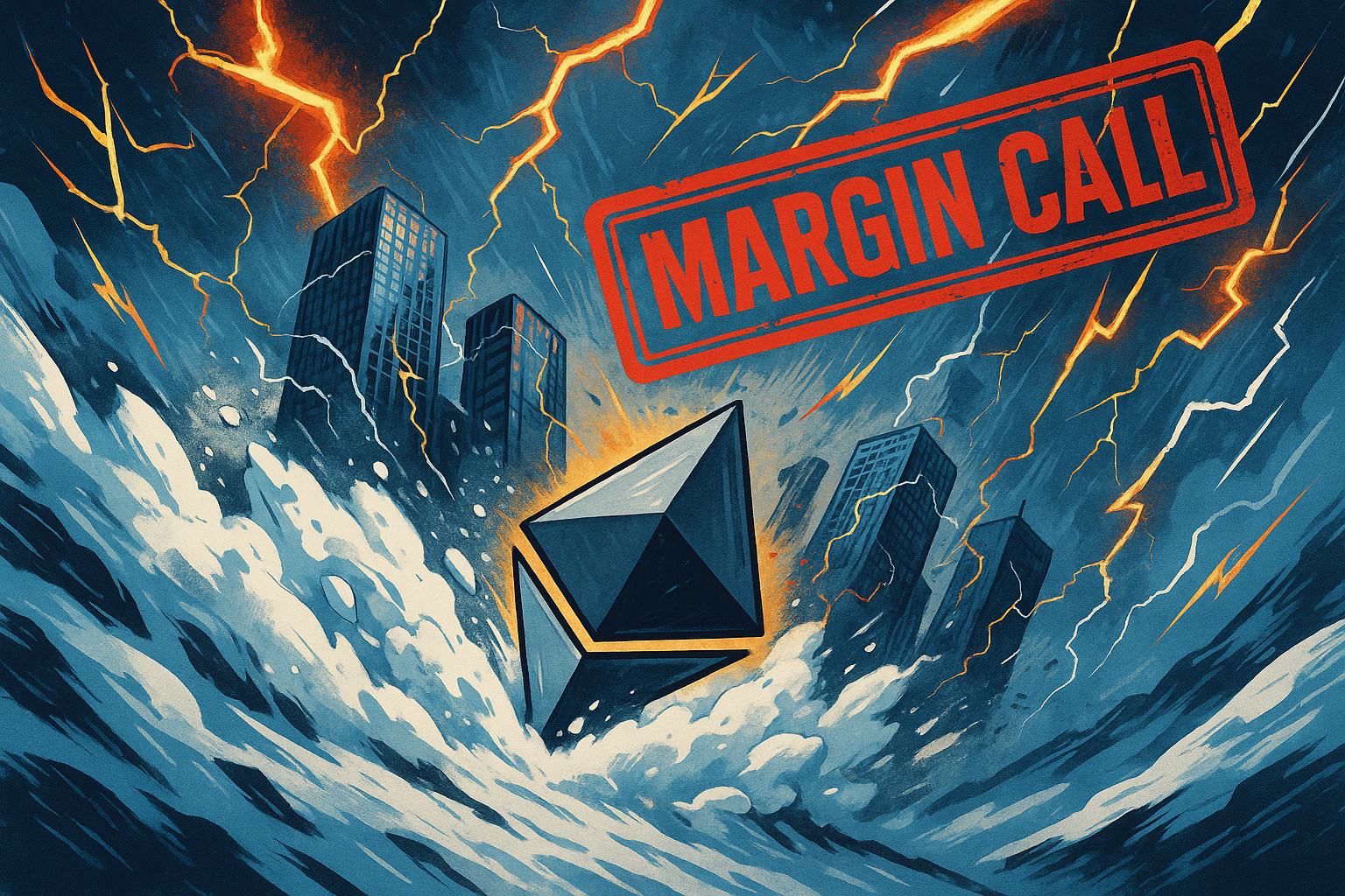 Драматическая иллюстрация падения ETH и маржинколлов