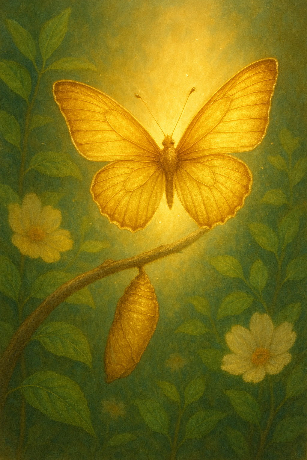 Butterfly emerging from cocoon symbolizing transformation and hope