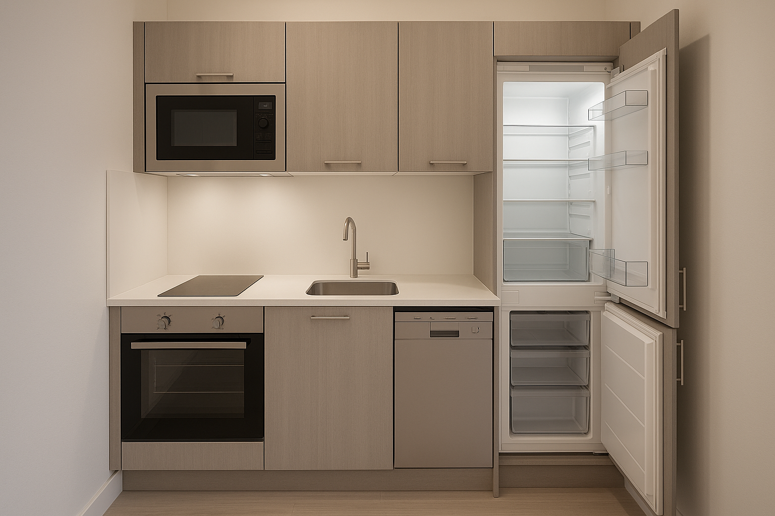 Electrodomésticos compactos integrados para cocina pequeña que ahorran espacio