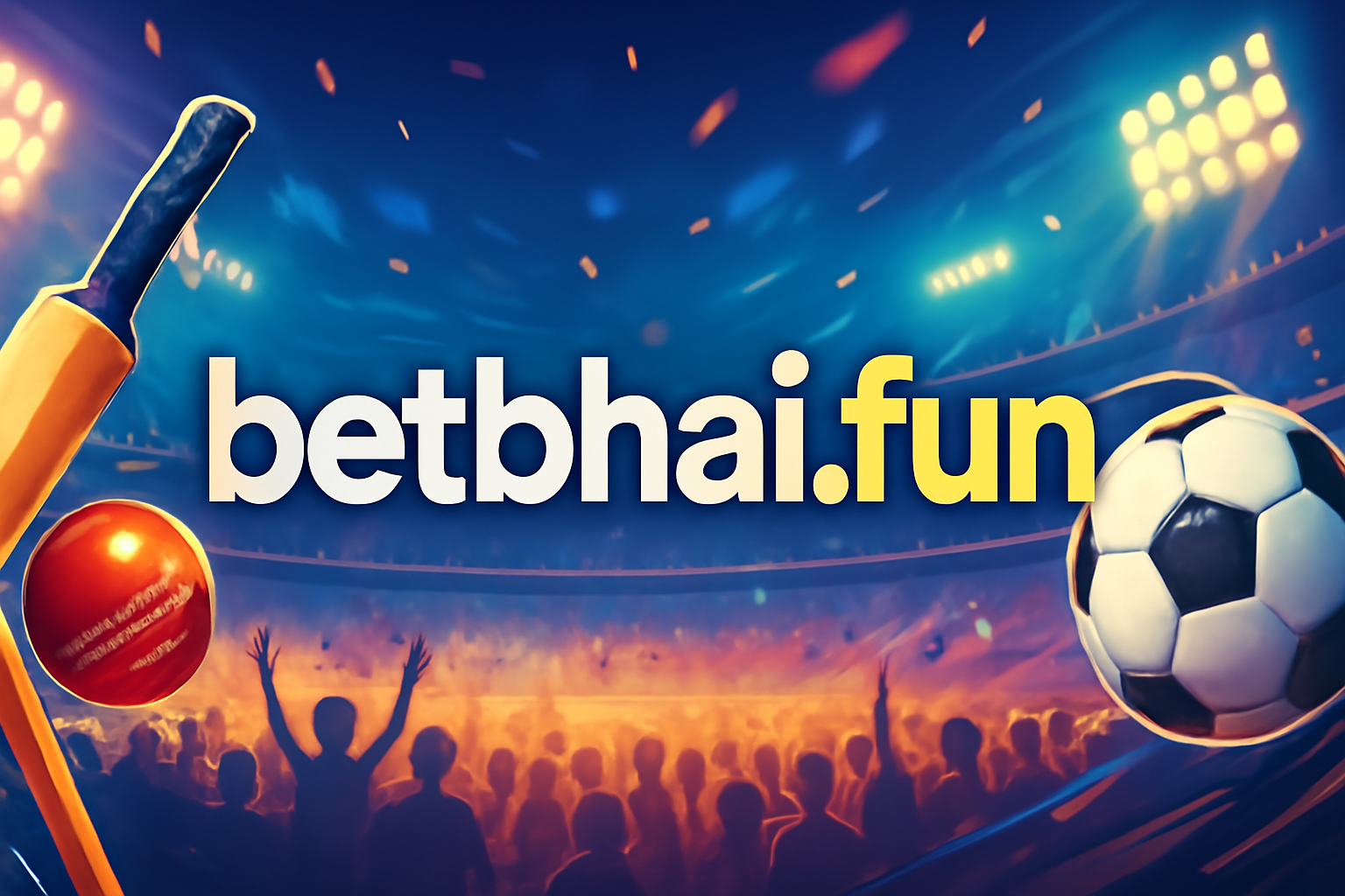 Professional sports banner image for betbhai.fun with sports equipment and community background