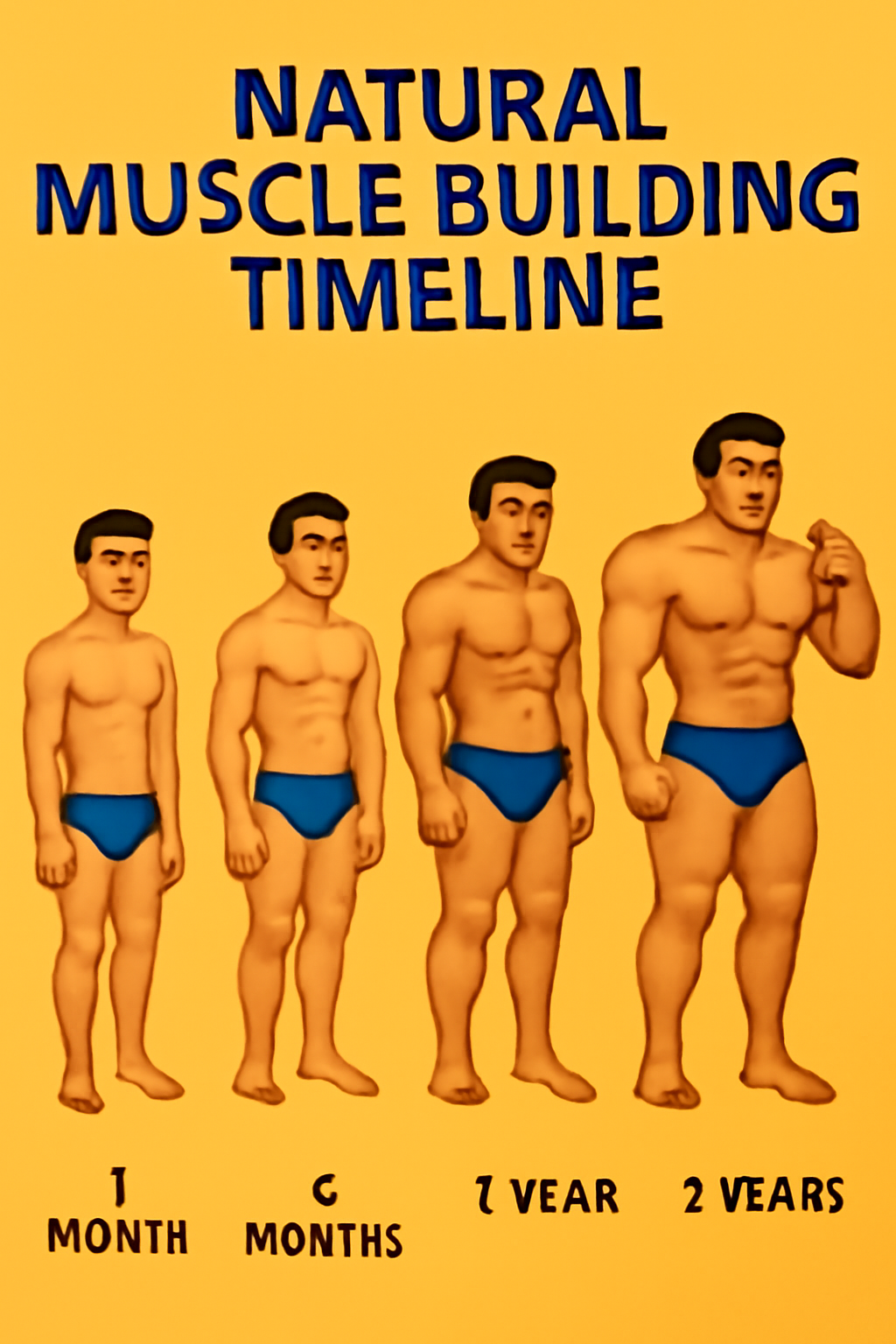 Natural muscle building progression timeline over years
