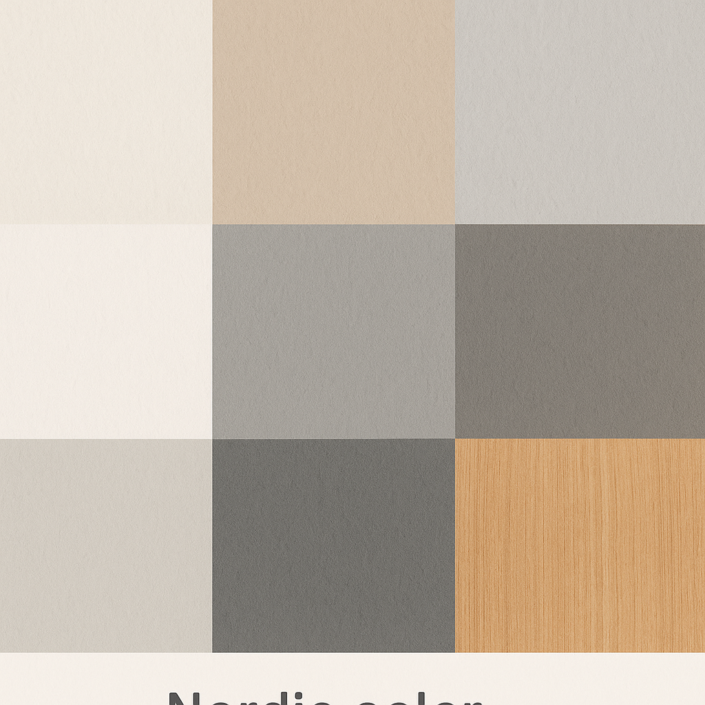 Paleta de colores n\u00f3rdica con tonos neutros y naturales