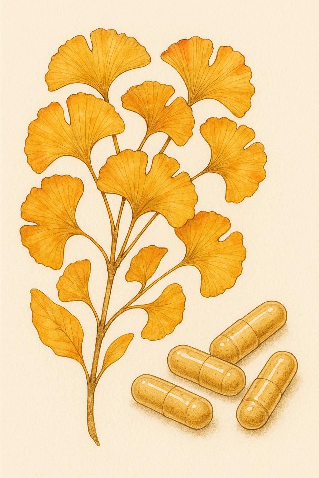 Ginkgo biloba leaves and standardized extract supplements