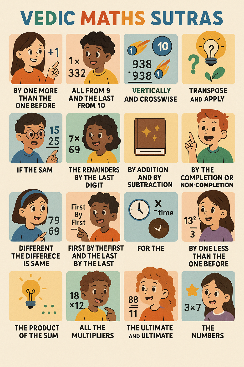 Infographic: The 16 Vedic Maths Sutras at a glance