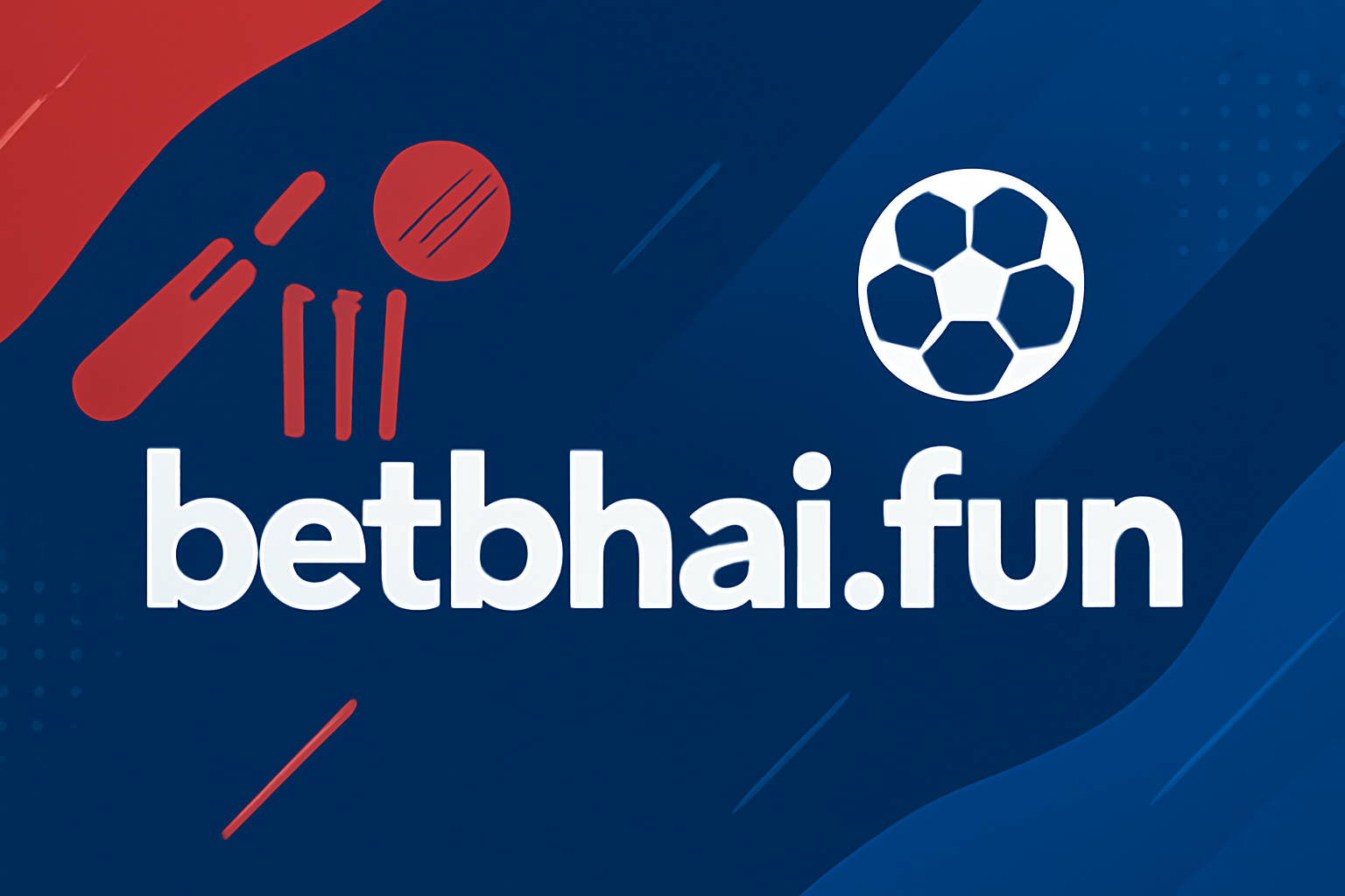 Sleek professional sports banner for betbhai.fun with a clean, red, and blue theme