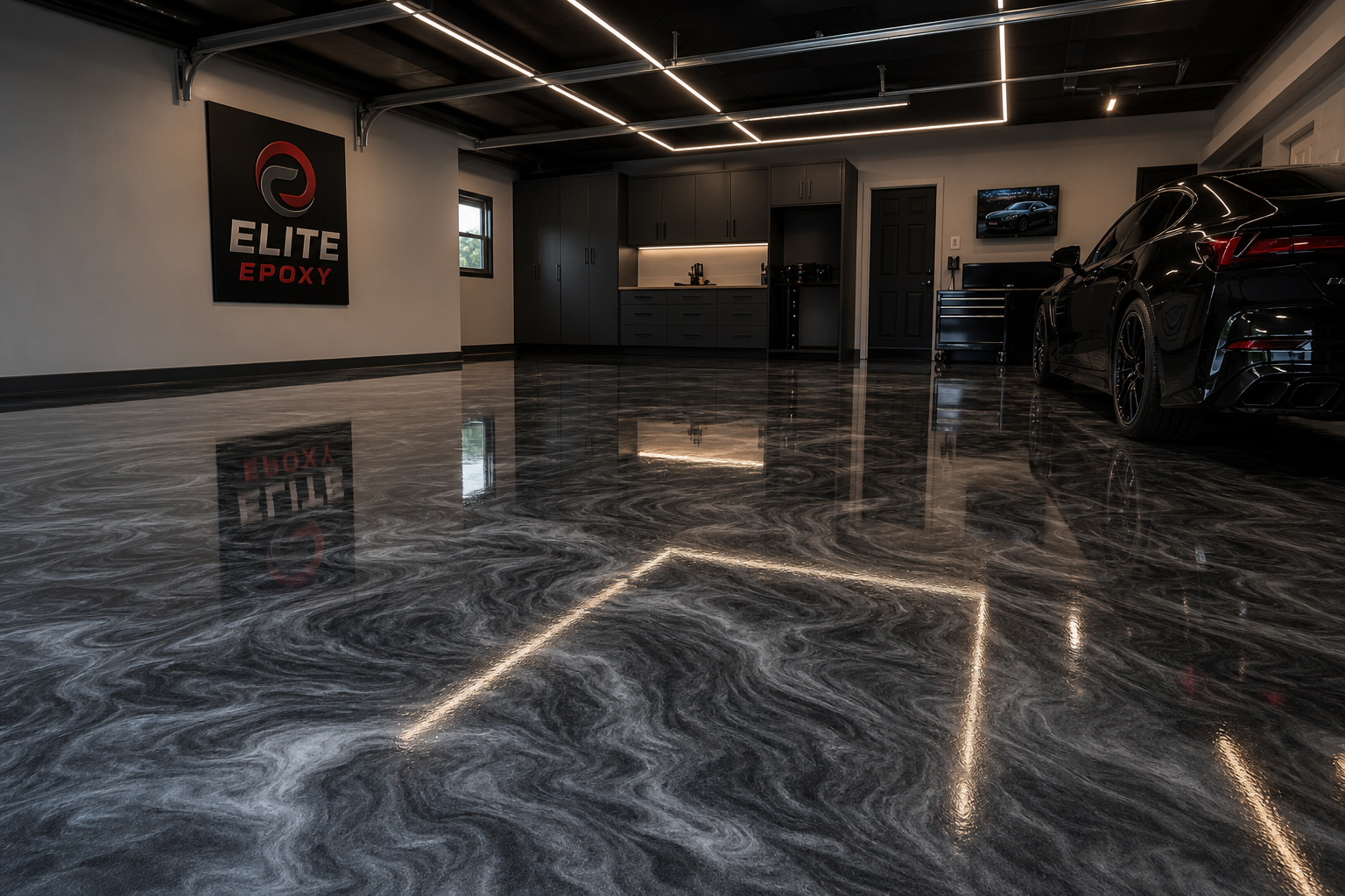 Luxury metallic epoxy floor by Elite Epoxy SFV