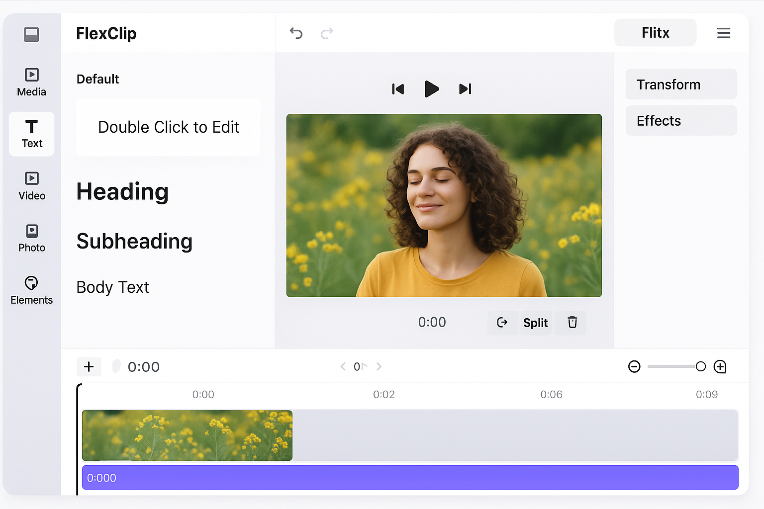 FlexClip video editing dashboard interface
