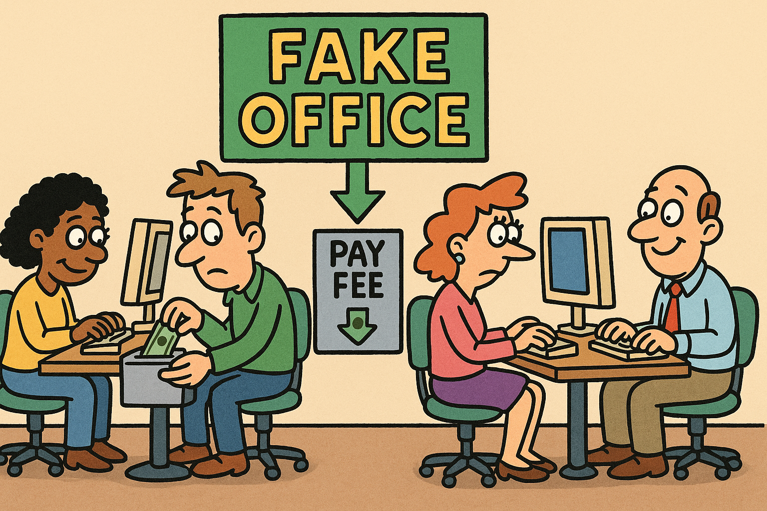 Participants paying to ‘work’ at a fake office setup