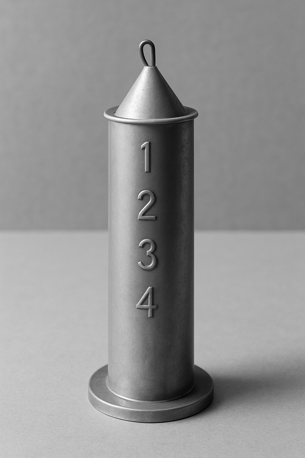 Cylindrical tapered candle mold with pointed top for church numbered votive candles
