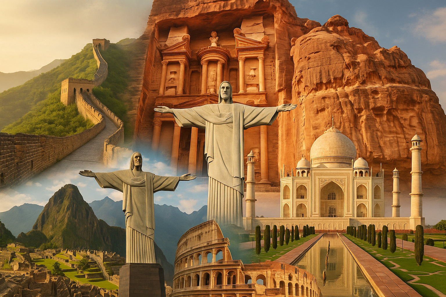 Collage of the New Seven Wonders of the World