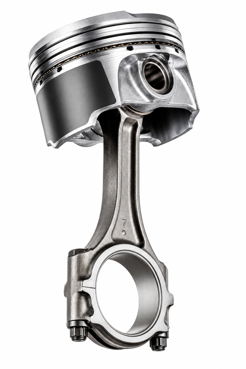 Engine piston and connecting rod