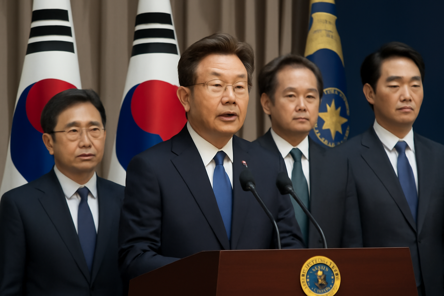 2025년 광복절 특별사면 발표 현장, 이재명 대통령 닮은 인물 중앙