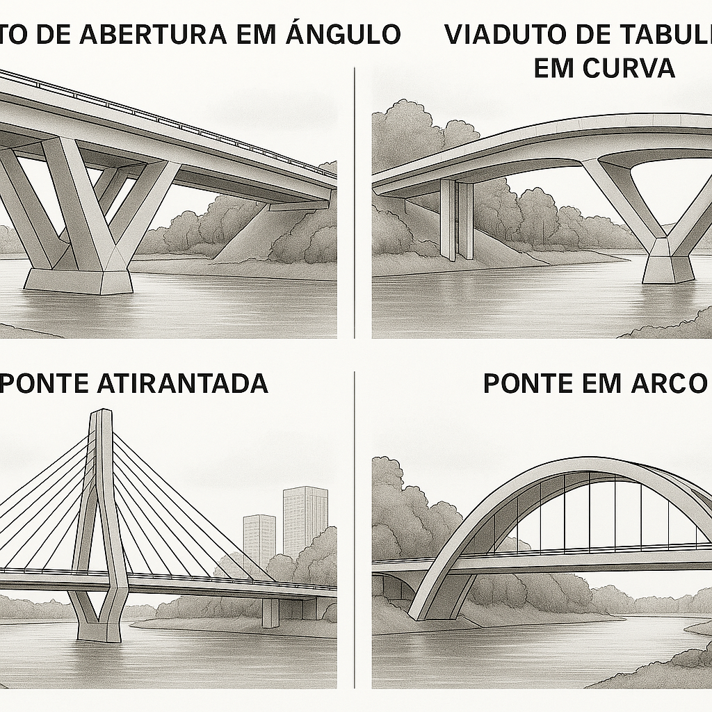 Obras de arte especiais: pontes modernas com estruturas arquitetônicas elegantes