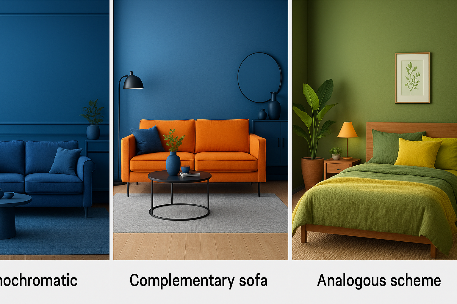 Diferentes tipos de combinaciones de colores en decoración