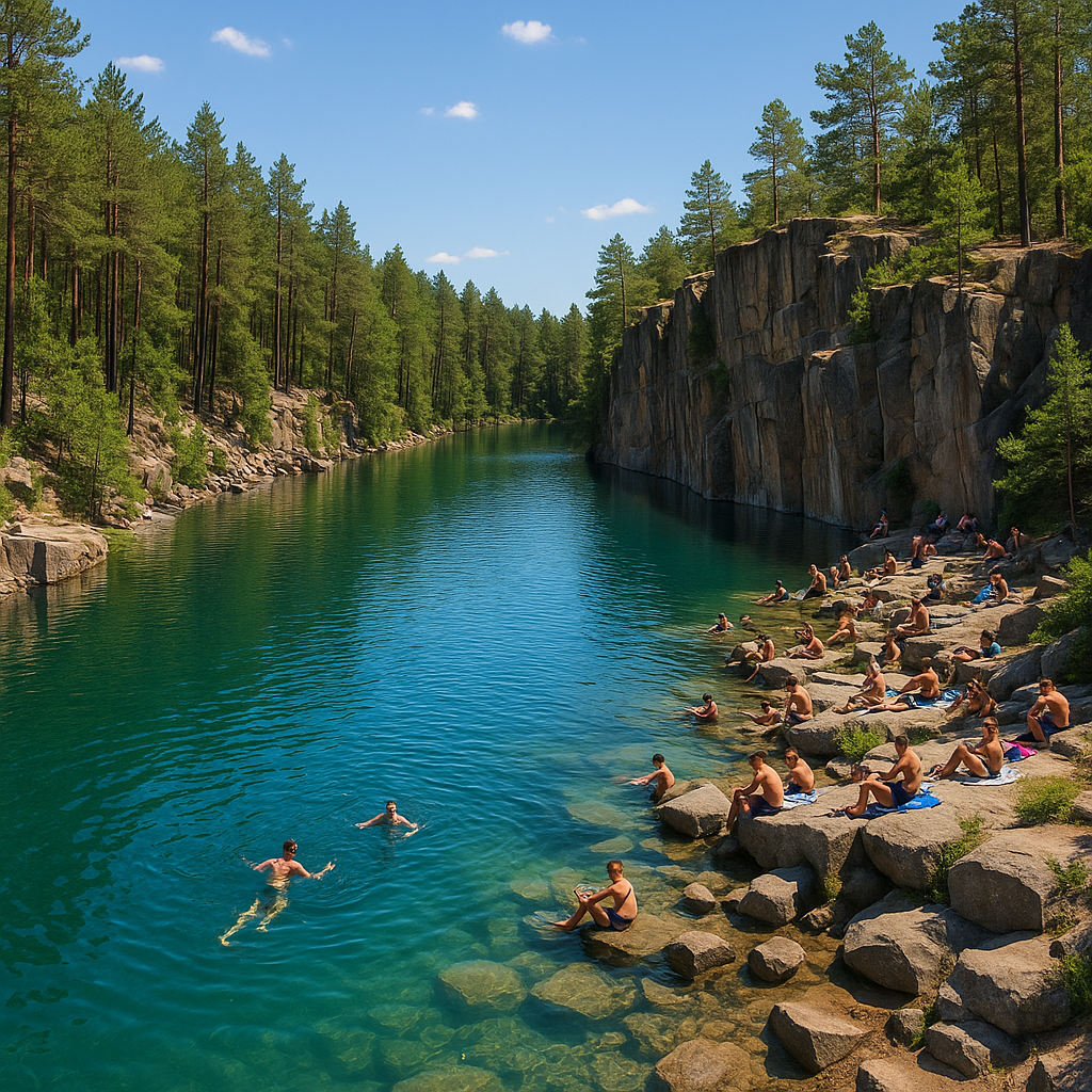 Коростышевский карьер - популярное место летнего отдыха с изумрудной водой