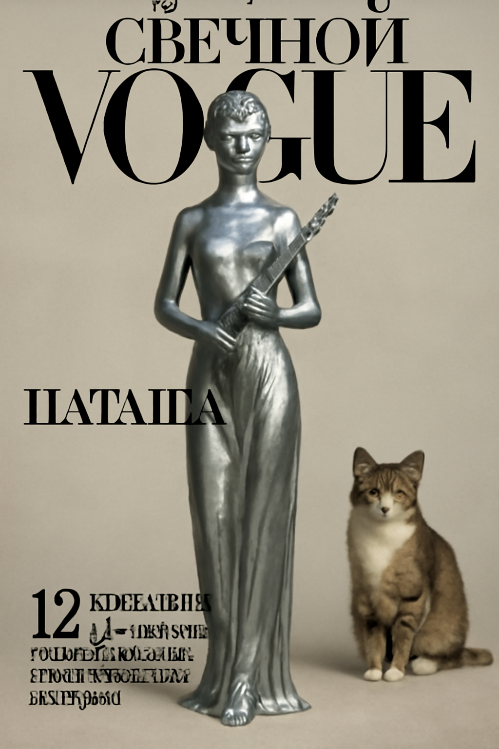 Magazine cover for "Свечной Vogue" featuring Natasha with lavender and a cat.