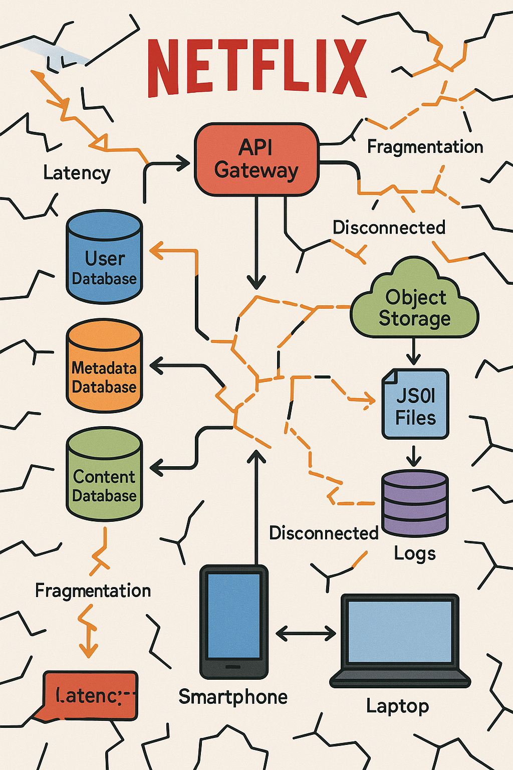 Arquitetura complexa das múltiplas fontes de dados da Netflix