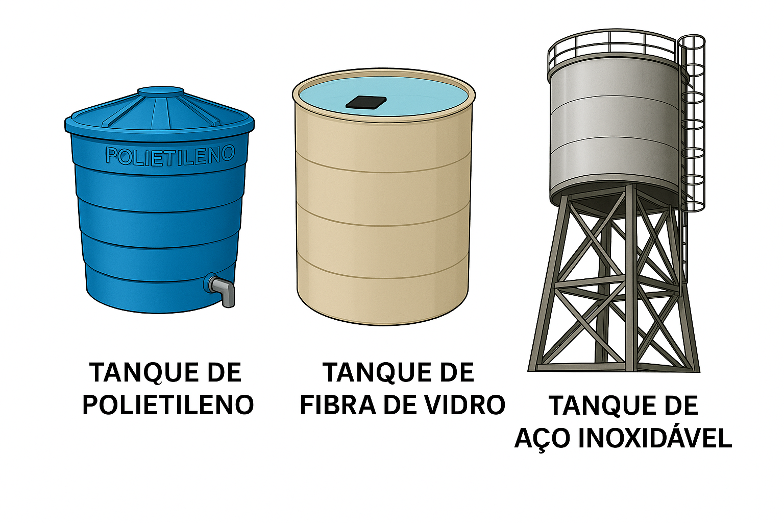 Tipos de caixas d'água: polietileno, fibra de vidro e aço inoxidável