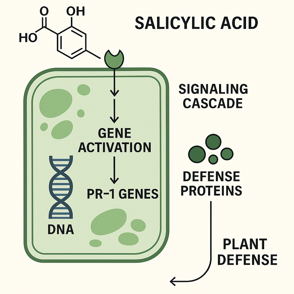 Mecanismo de ação do ácido salicílico na ativação de genes de defesa.

Compostos que Modulam Mecanismos Epigenéticos nas plantas