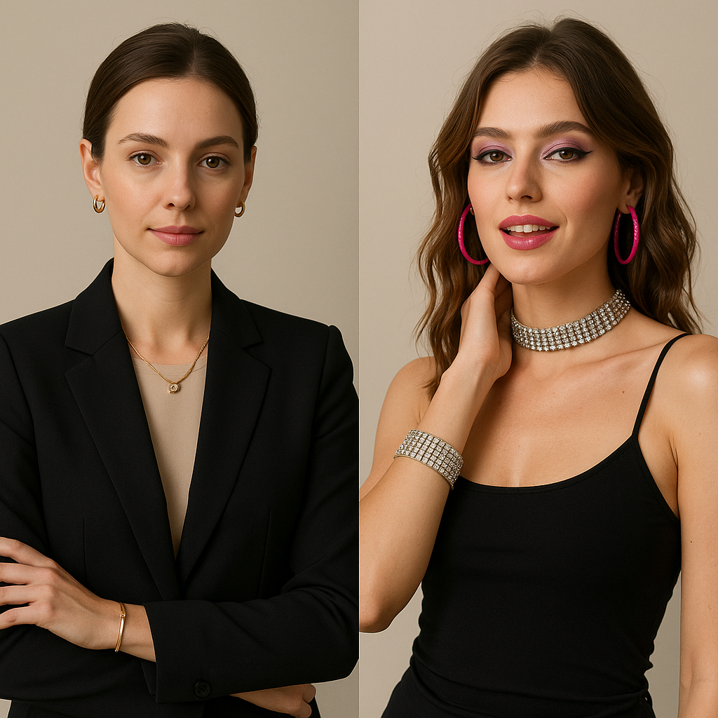 Elegant office to party jewelry transition concept image