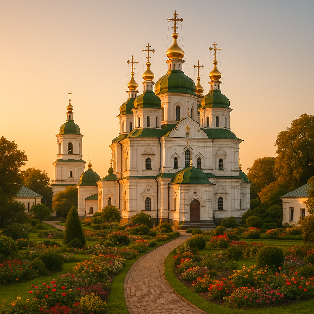 Крестовоздвиженский монастырь - редкая семиглавая церковь с садом и монашеской историей