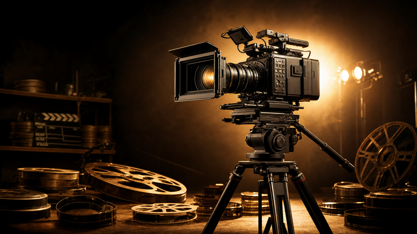 Video production studio with professional camera
