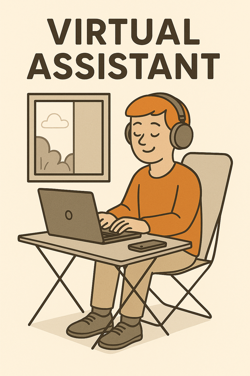 Virtual assistant working remotely from home office