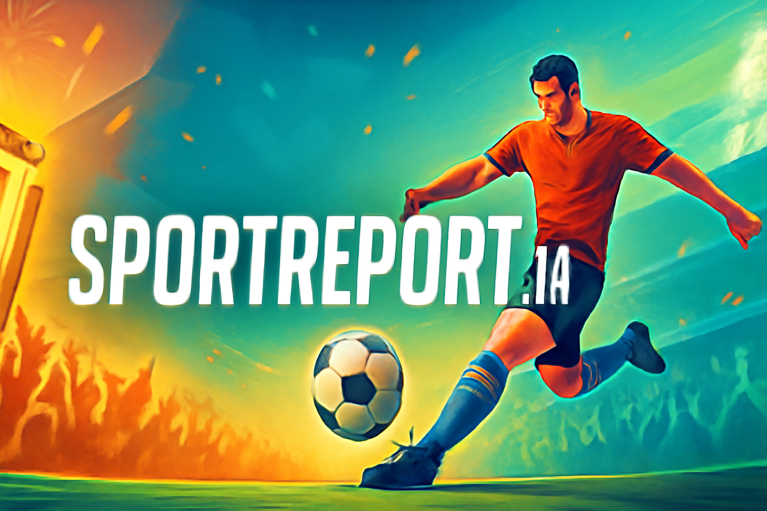 Original professional sports banner for sportreport.in with sports equipment and community background