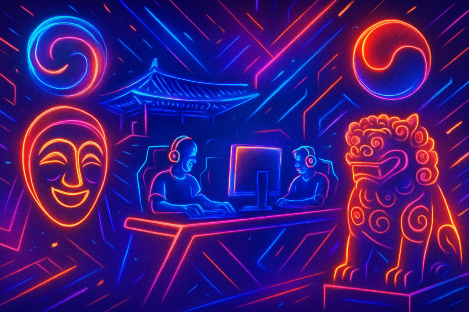 Futuristic Korean gaming background